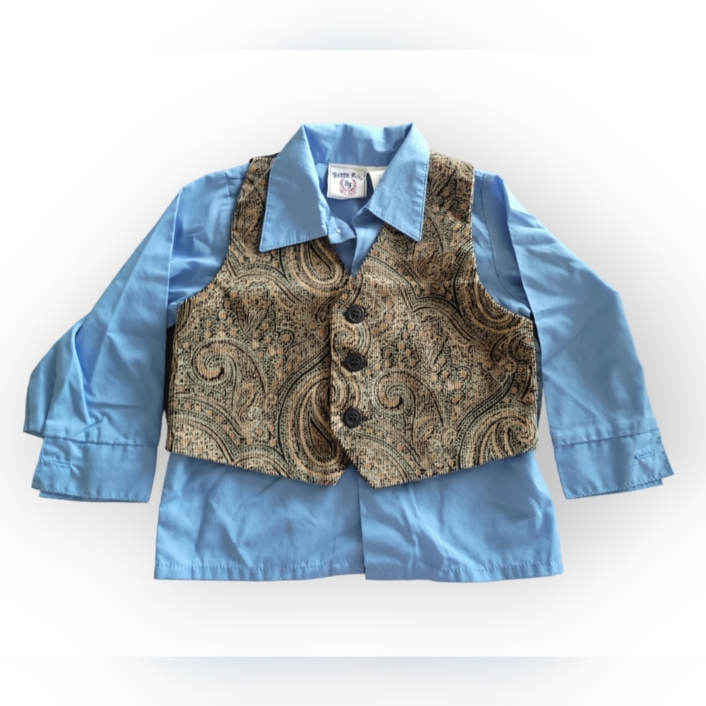 Happy Fella 24M Boy's Dress Shirt and Vest Set